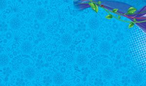 Ladybugs | Corner plots with leaves, flowers and bokeh | On colorful abstract floral seamless background