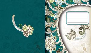 Batik flower against the dark green and white floral patterned oriental backdrop