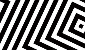 Black and white asymmetrical pattern of tilted squares