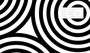 Black and white asymmetrical circular pattern