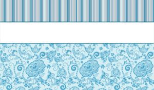 Floral batik pattern and on a striped blue color palette on pastel blue
