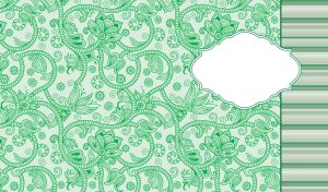 Floral batik pattern and on a striped green color palette on pastel green