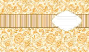 Floral batik pattern and on a striped orange color palette on pastel beige