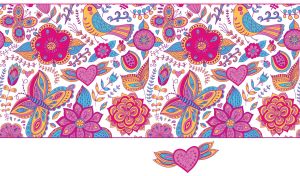 Festive Fusion of Nature and Fantasy | Pink and Teal Seamless Patterns on White