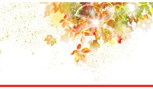 Watercolor painting of autumn leaves in sunlight on a white canvas