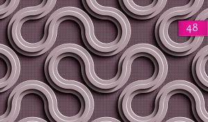 Pastel purple curved labyrinth on a purple-brown polka dot patterned background