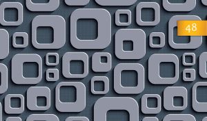 Grey rounded squares with holes on a navy-grey polka dot patterned background
