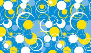 Design of circles, rings and half-rings on a blue abstract backdrop