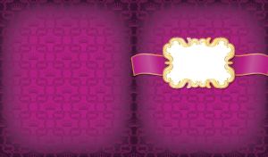 Crown seamless pattern on a purple monochrome with a gilt-edged banner frame