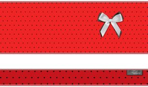 White bow on a red and black polka dot background