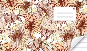 Seamless pattern of tan , cream and beige flowers on a white backdrop