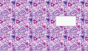 Seamless pattern of tonal color hearts on a pastel violet wallpaper