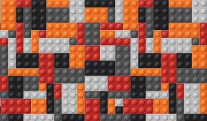 Red, orange and grey seamless lego brick pattern