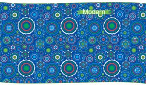 Colorful oriental moroccan mandala seamless pattern on dark blue