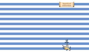 A pastel navy striped seamless digital pattern with anchor, spyglass and compass