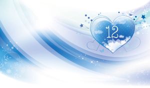 A symbol on a blue abstract heart on a pastel blue and white wavy backdrop