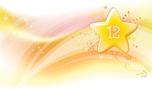 A symbol on a yellow abstract star on a pastel yellow and white wavy backdrop