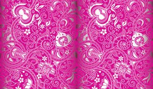 Silver floral batik ornament on fuchsia backdrop