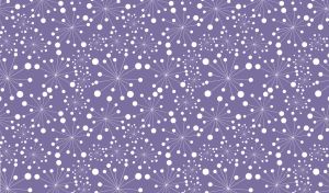 Abstract seamless pattern with white molecules against a violet backdrop