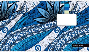 Floral ethnic style seamless pattern in blue and white colors