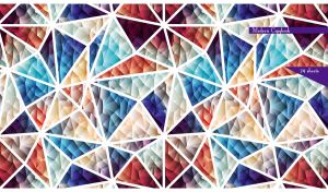 Modern seamless mosaic pattern with 3D stained glass windows on white