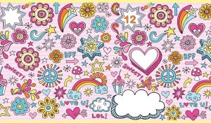 Kids’ Joyful Pastel Art | Seamless Icons and Captions for Playful Moments