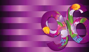 Floral ninety six on a purple striped background