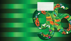 Floral ninety six on a green striped background