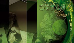 Vintage style design with leaves and old photos