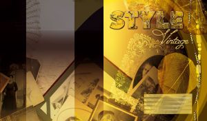 Vintage style design with old pictures and leaf