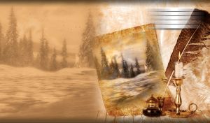 White meadow in the winter forest in the candle light