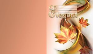 Elegant golden maple leaves and an abstract yellow-brown gradient wave