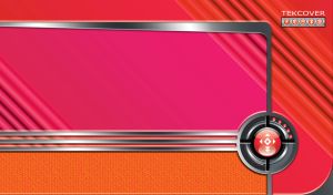 Tech-cover metal frames with a red control button on a red and pink background