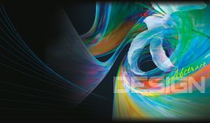 Swirly black and green abstract design with a flower.