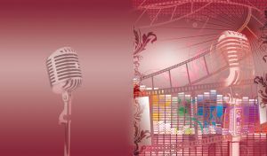 Showbiz Factory | Microphones on Themed Backdrops