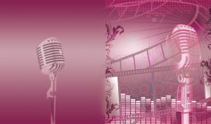 Showbiz factory microphone on a lite purple background