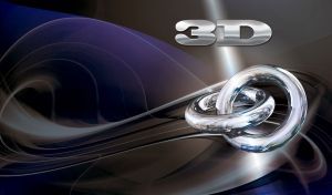 Modern 3D design with linked metallic rings and abstract lines in background.