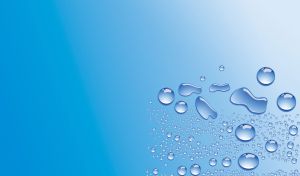 Water drops on a light-blue gradient