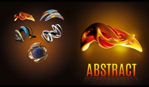 3D abstract object on an orange-black gradient background