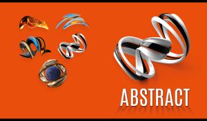 3D abstract object on an orange-red monochromatic background