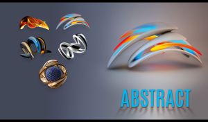 3D abstract object on a grey gradient background