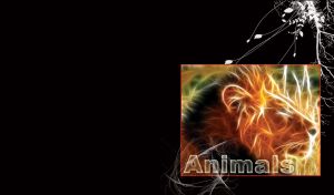 Lion stands in the daylight of electric waves with a white on black pattern