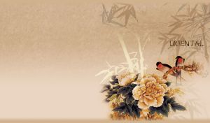 Oriental Elegance | Birds amidst Flowers on Themed Soft Background