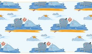 Whimsical Love | Animal Pairs on Seamless Heart and Cloud Patterns | Pastel