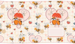 Seamless pattern of an owl couple in love on a pastel beige wallpaper