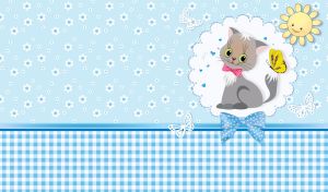 Childhood Dreams | Playful Characters in Lace Napkin on Pastel Flowers & Checkered Patterns