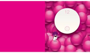 Cartoon dog disco dancing on a fuchsia background with a ball digital pattern