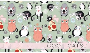 Cool Cats | Happy Cartoon Felines on Playful Seamless Backdrops