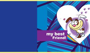 My Best Friend | Cartoon Animal Characters in Playful Hearts on Vibrant Stripes