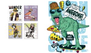 T. Rex skater born to skate on a white poster